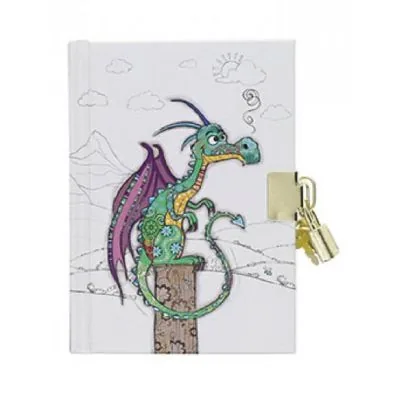 Jurnal cu Lacat Kiub Kook Puiul de Dragon A6 160 Pagini Dictando Hardcover Alb