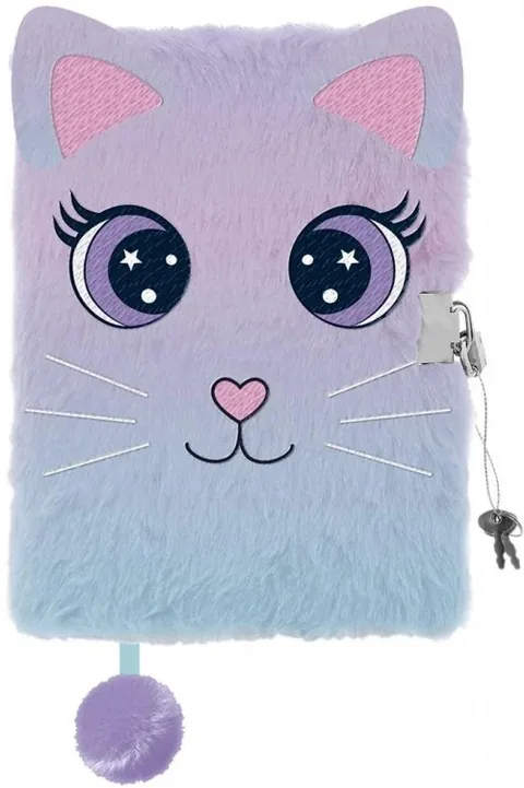 Jurnal de Pluș cu Lacăt St Majewski Pastel Cat A5 96 File
