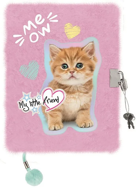 Jurnal Secret de Pluș St Majewski My Little Friend Pastel Kitty A5 Cu Lacăt