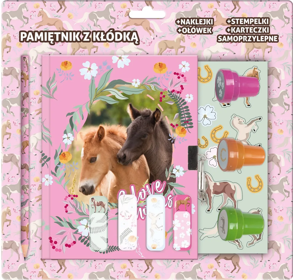 Jurnal Secret Derform Horses cu Ștampile și Accesorii 60 Pagini
