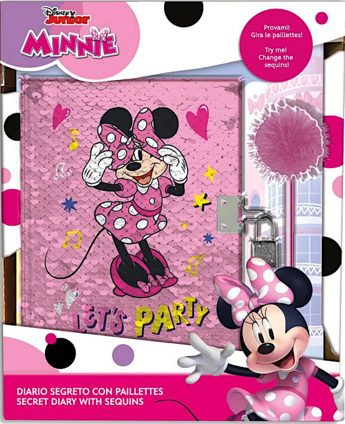 Jurnal Secret Disney Minnie cu Paiete si Stilou