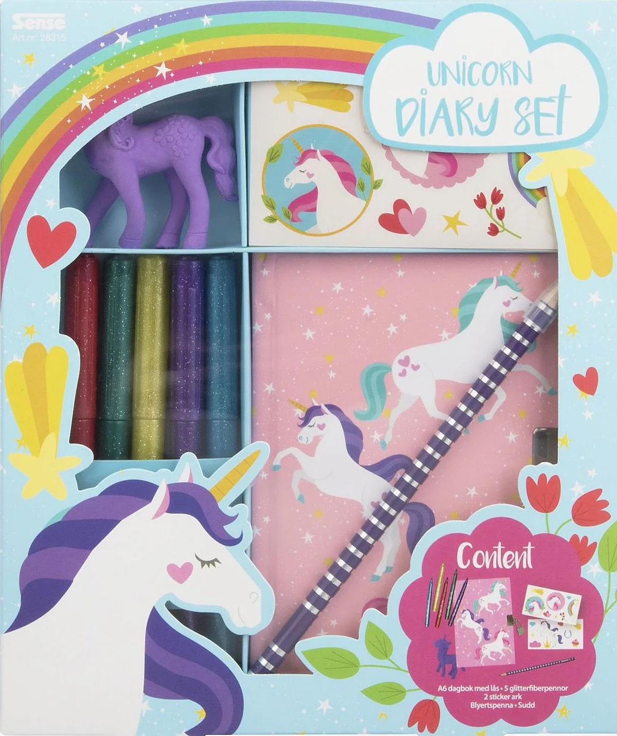 Jurnal Secret Sense Unicorn A6 cu Markere și Stickere