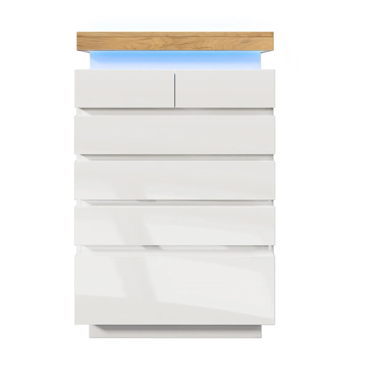 Comodă AB Store 6 Sertare Iluminare LED 73x39x115cm Alb