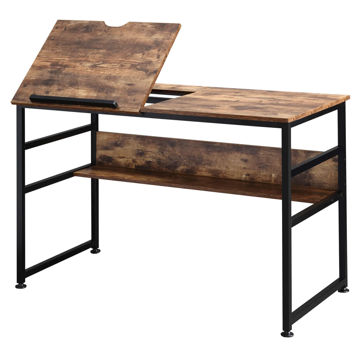 Masa de Desen HOMCOM Rabatabila 15 Niveluri 0-70° 120x60x75cm Industrial Maro