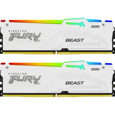 Kingston FURY Beast RGB 32GB DDR5 6000MHz CL36 White Dual Channel Kit