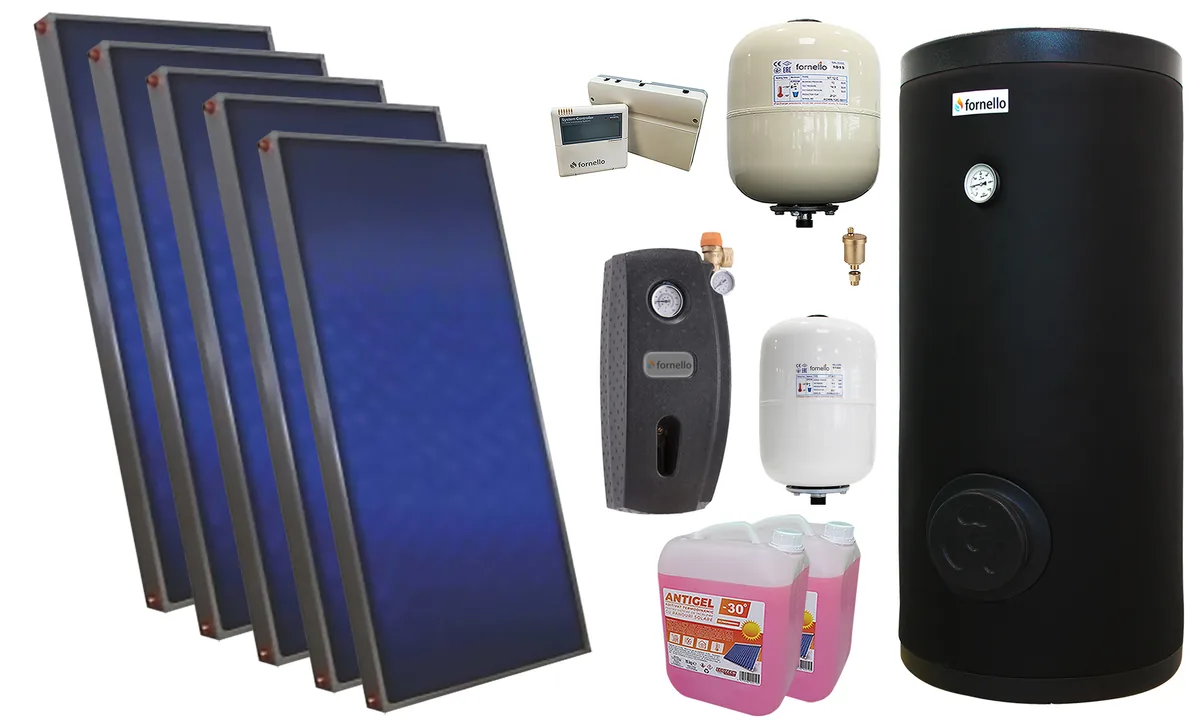 Kit Solar Presurizat 5 Panouri Sunsystem PK Select FP 2.0 Fornello SOL 500 LT 2S