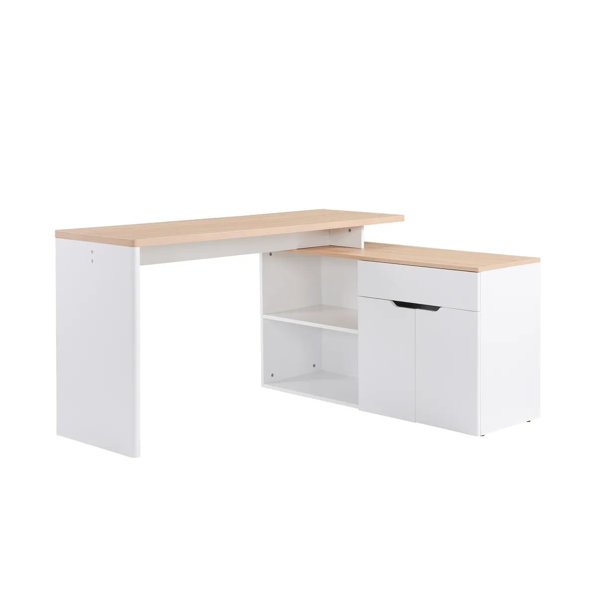 Birou HOMCOM cu Blat Extensibil si Bibliotecă 140x117x76 cm Alb
