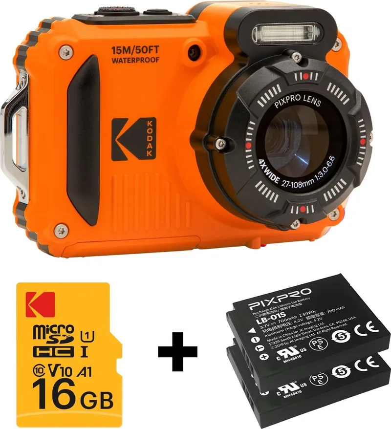 Kodak PIXPRO WPZ2 Portocaliu Set 2 Baterii 16GB
