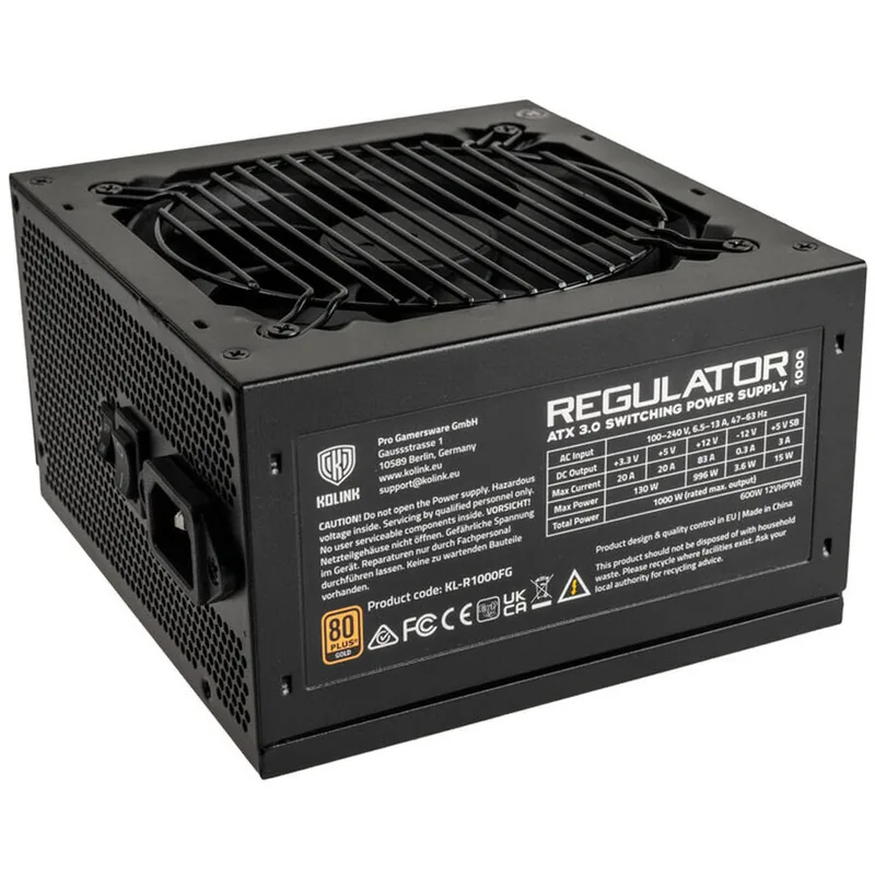 Kolink Regulator 1000W 80 Plus Gold ATX 3.0 PCIe 5.0 Negru