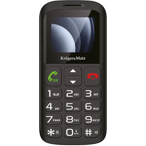KrugerMatz Telefon Seniori Buton SOS Negru