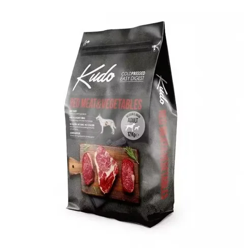 Hrana Uscata Caini Kudo Adult Mediu-Maxi Presata la Rece Carne Rosie si Legume 12kg