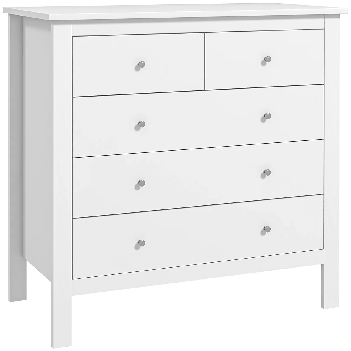 Comodă Homcom Albă 5 Sertare Lemn 79x39.5x80.5 cm