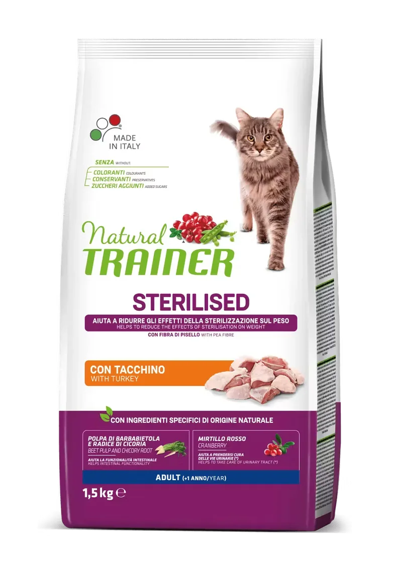 Hrana Uscata Pisici Sterilizate Natural Trainer Curcan 1.5kg