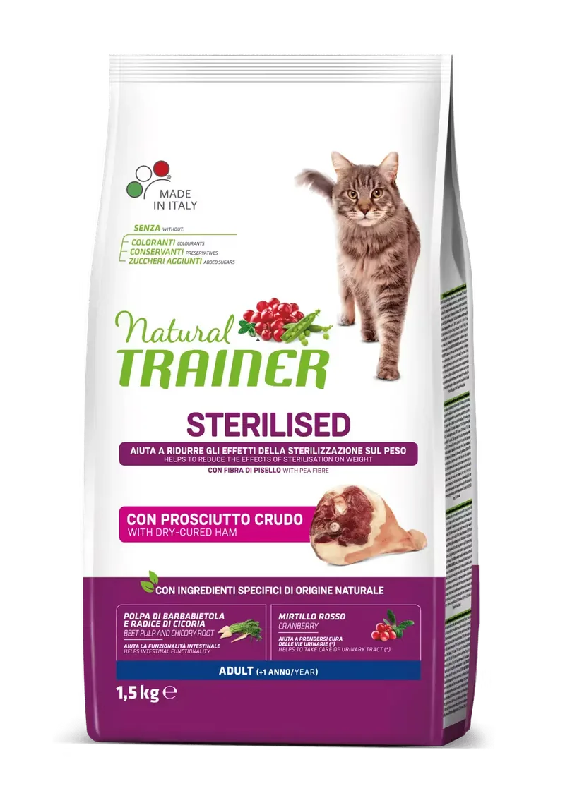 Hrana Uscata Pisici Natural Trainer Adulta Sterilizata Prosciutto Crudo 1.5kg