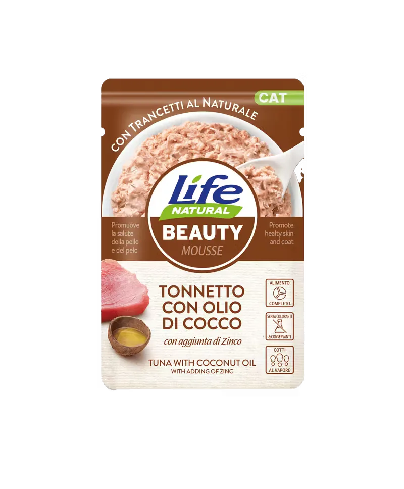 Hrana Umeda Pisici Life Natural Beauty Mousse Ton si Ulei de Cocos 70g