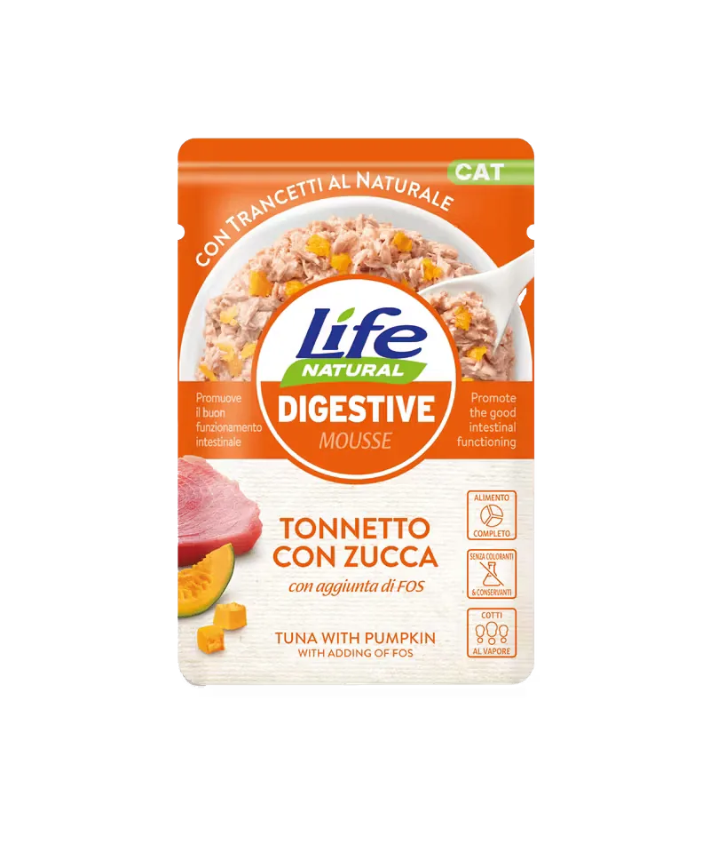 Hrana Umeda Pisici Life Natural Digestive Mousse Ton si Dovleac 70g