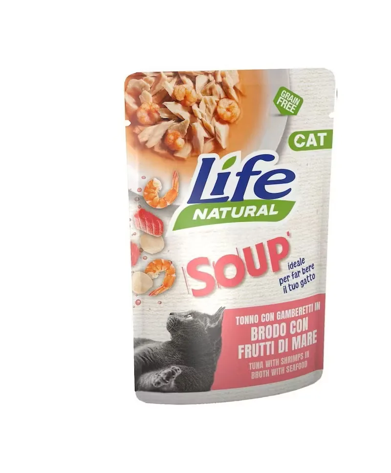 Hrana Umeda Pisici Life Natural Adult Supa Ton si Creveti 60g
