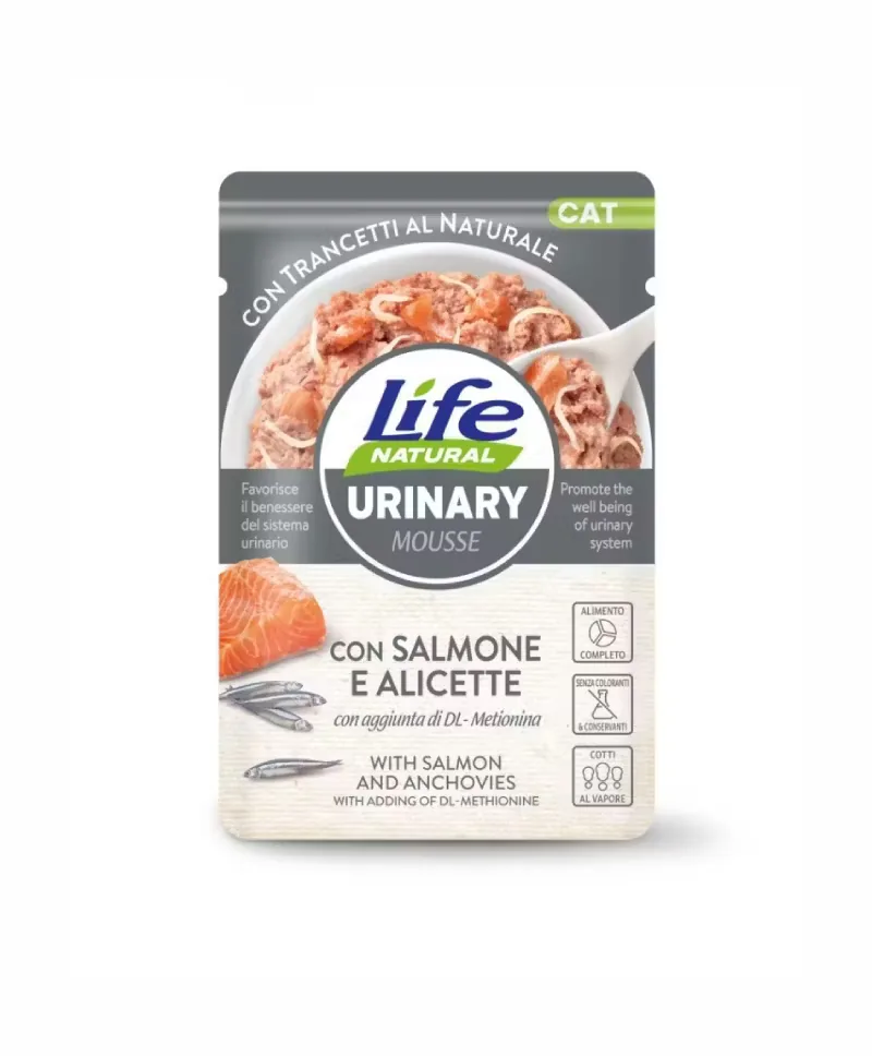 Hrana Umeda pentru Pisici Life Natural Urinary Mousse Somon Ansoa si Afine 70g
