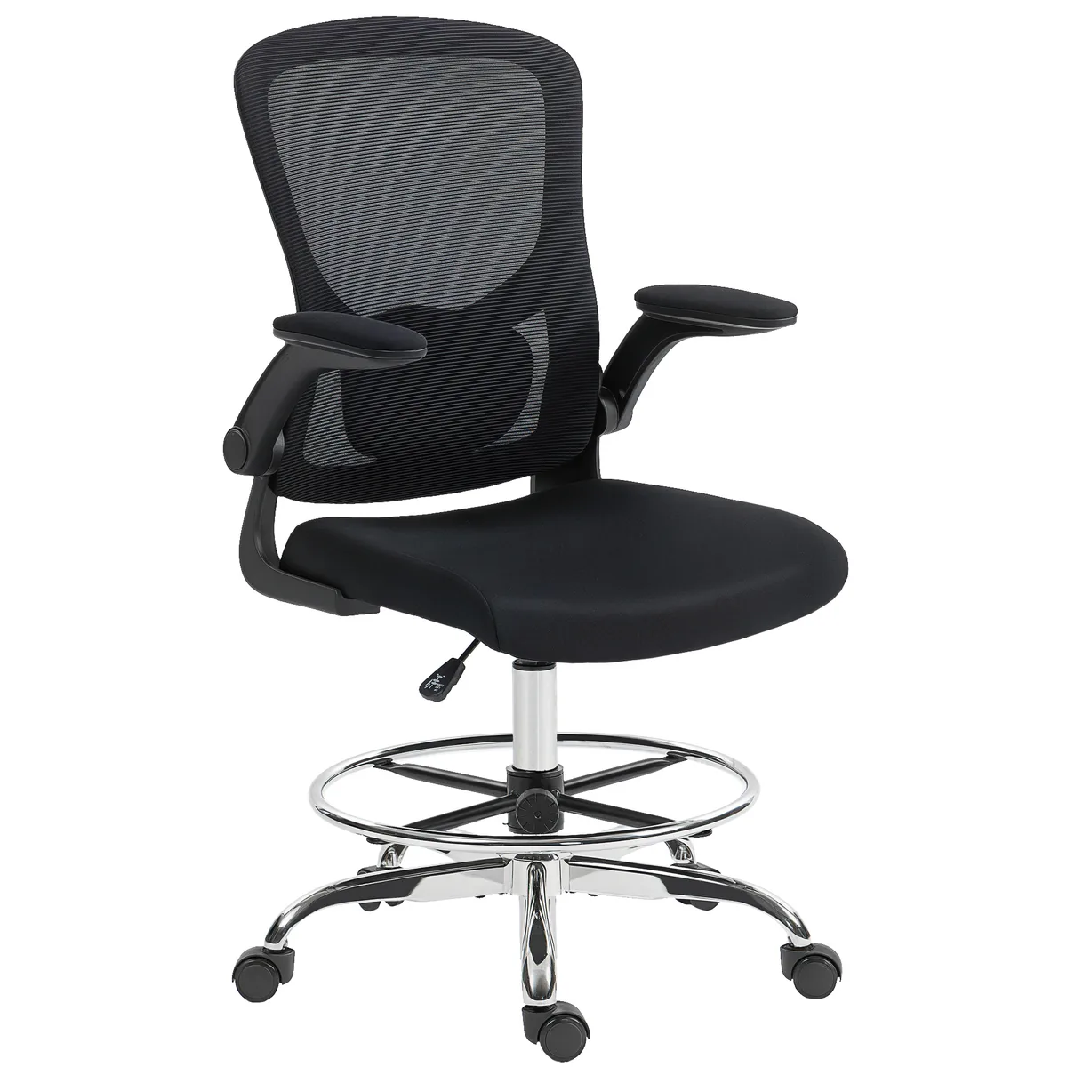 Scaun de Desen HOMCOM cu Suport Lombar Reglabil Pe Inaltime Pivotant Negru
