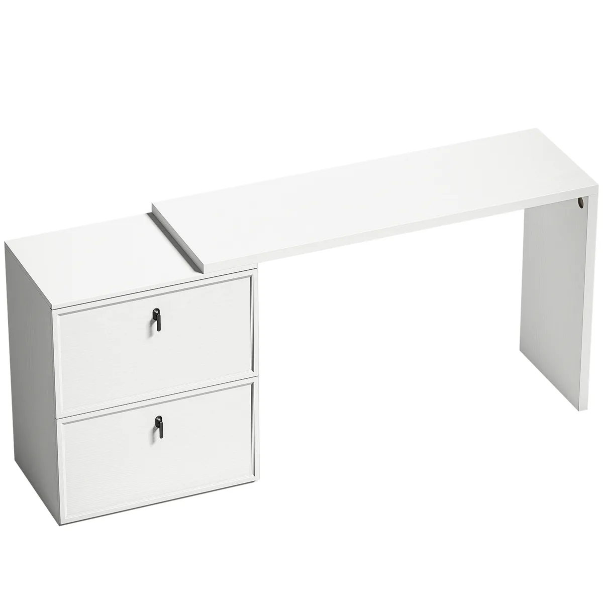 Birou HOMCOM Reversibil L 2 Sertare Alb