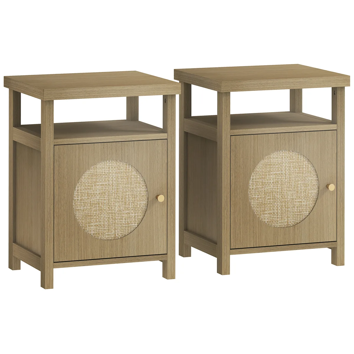 Set 2 Noptiere HOMCOM Ratan Maro 40x35x55cm
