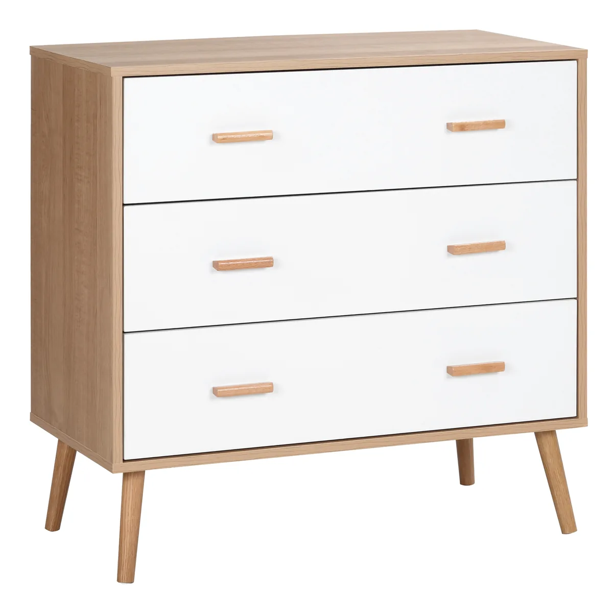 Comodă HOMCOM 3 Sertare 80x39x80 cm Alb
