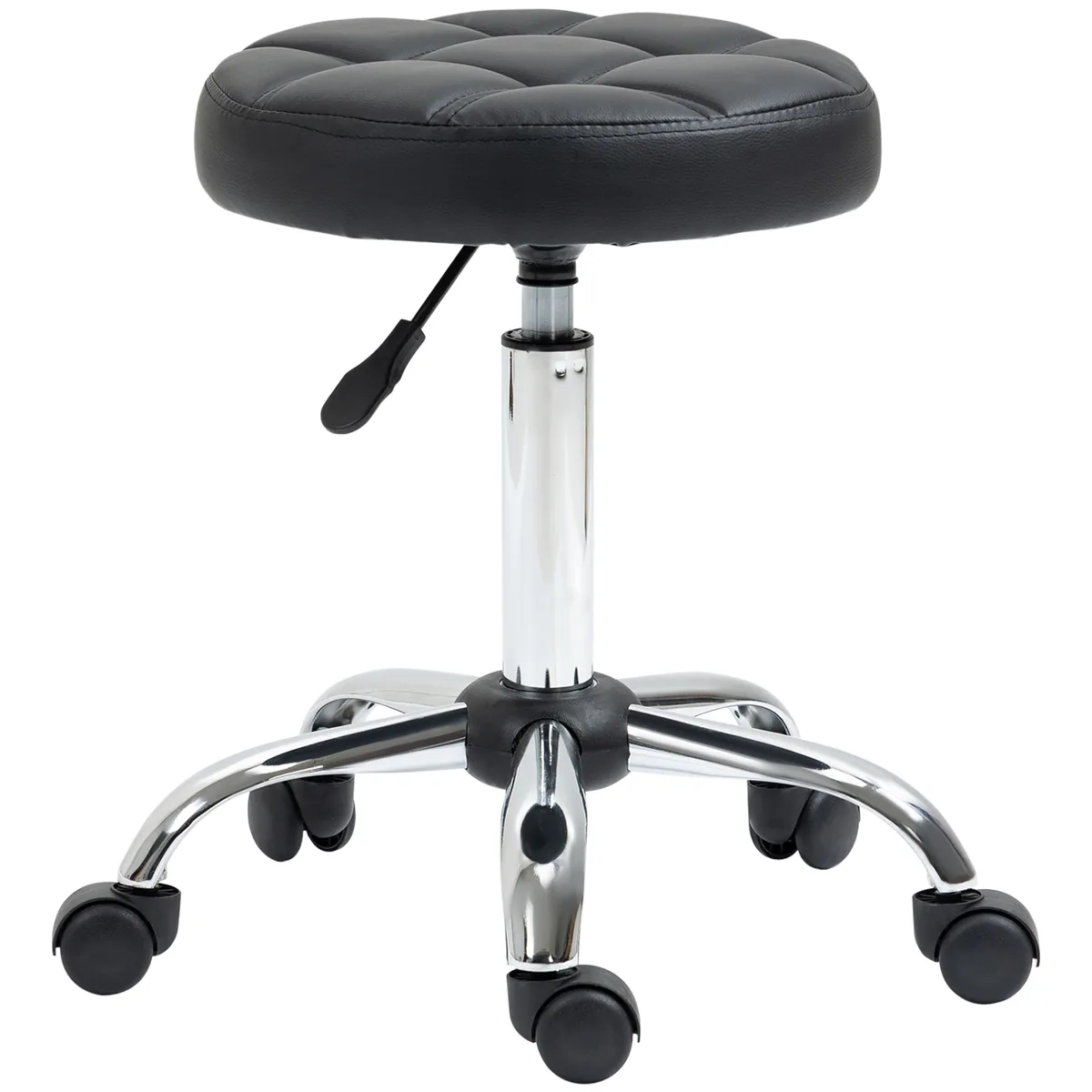 Scaun Rotativ Coafor HOMCOM Rotund Negru Piele Ecologica