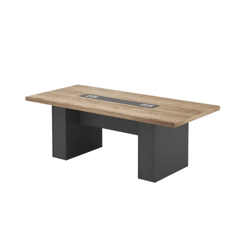 Masa de Conferinta Imperium 2000x1000x750mm Lemn Natural Gri Antracit 2519