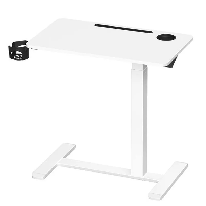 Masa Reglabila cu Roti pentru Pat Brius Blat PAL 70x40cm Inaltime 65-102cm Alb