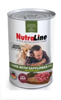 Conserva pentru Caini Nutraline Adult Monoprotein Miel Ulei de Sofranel 400g