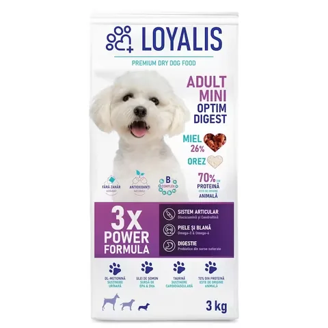 Hrana Uscata pentru Caini Loyalis Adult Mini Miel 3kg