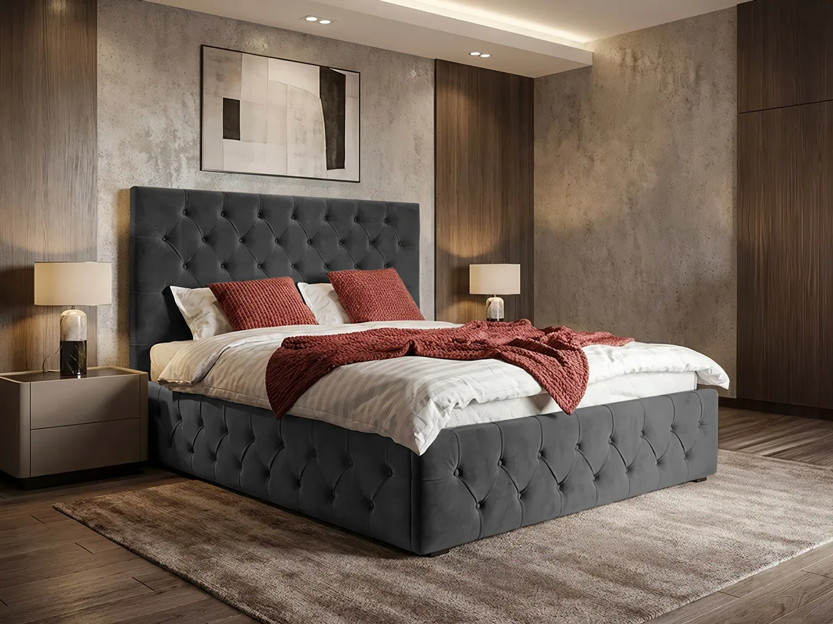 Mobidea Noble 180x200 Grafit Velluto 19 cu Somiera Fixa