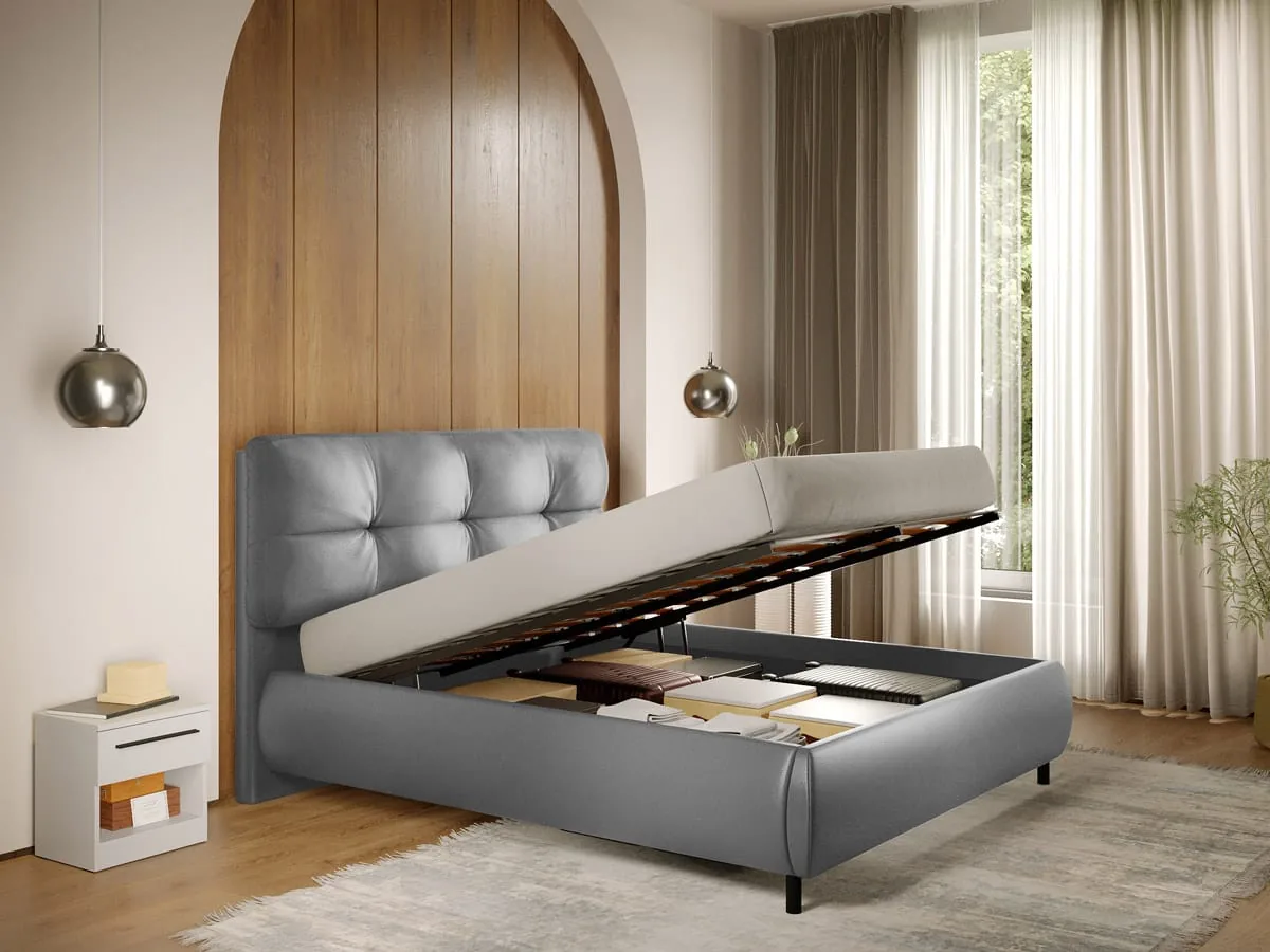 Mobidea Ramses 180x200 Somiera Rabatabila Piele Gri