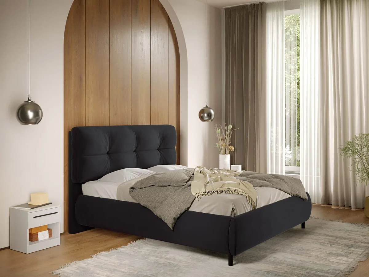 Mobidea Ramses Pat Tapitat Somiera Fixa 180x200 Negru