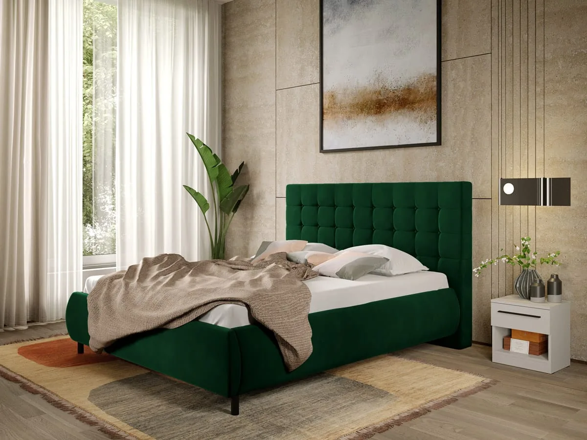 Mobidea Velvet cu Somiera Fixa 140x200 Verde