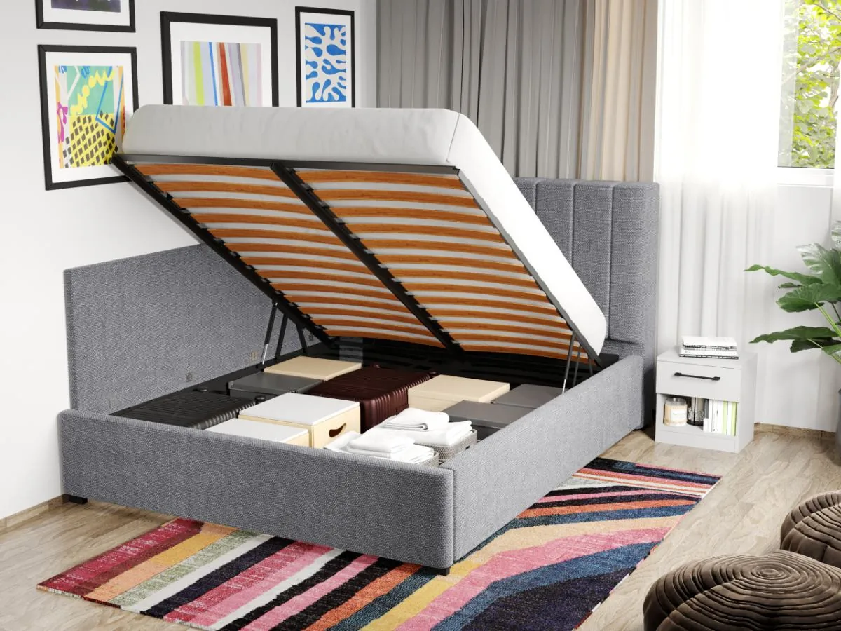 Mobila Laguna Adam 180x200 Gri Eden 18 Somiera Rabatabila cu Lada