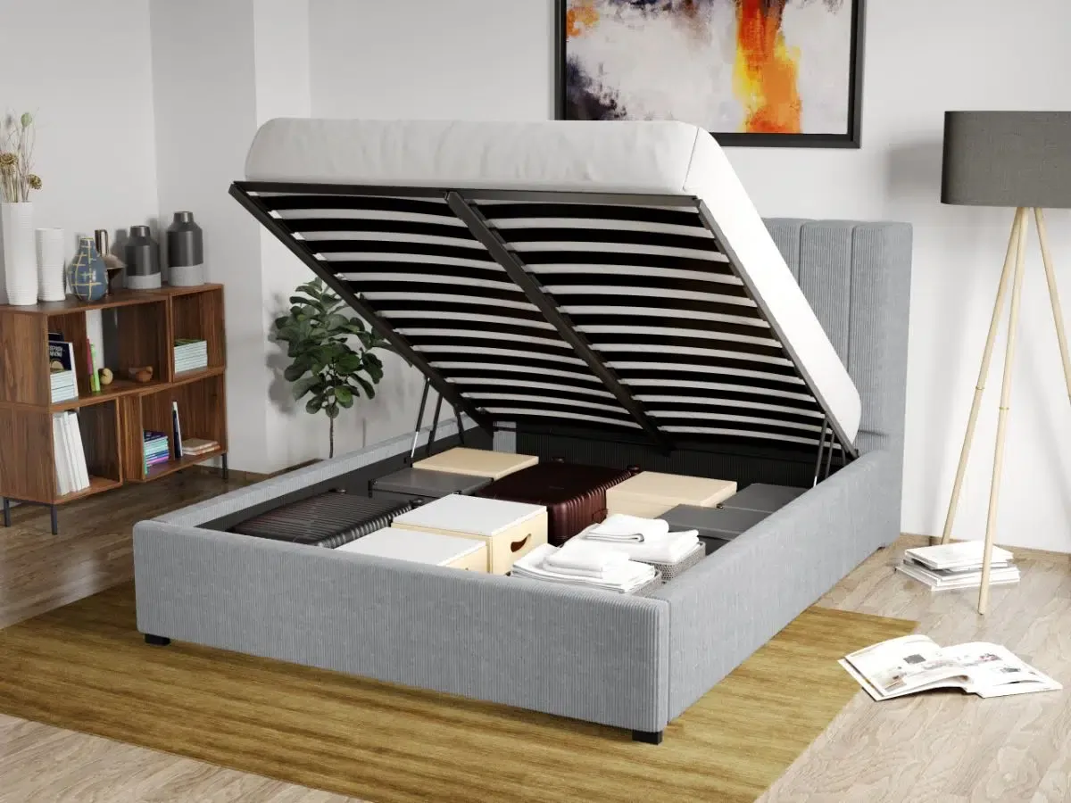 Mobila Laguna Adam 180x200cm Somiera Rabatabila Lada Depozitare Gri Deschis
