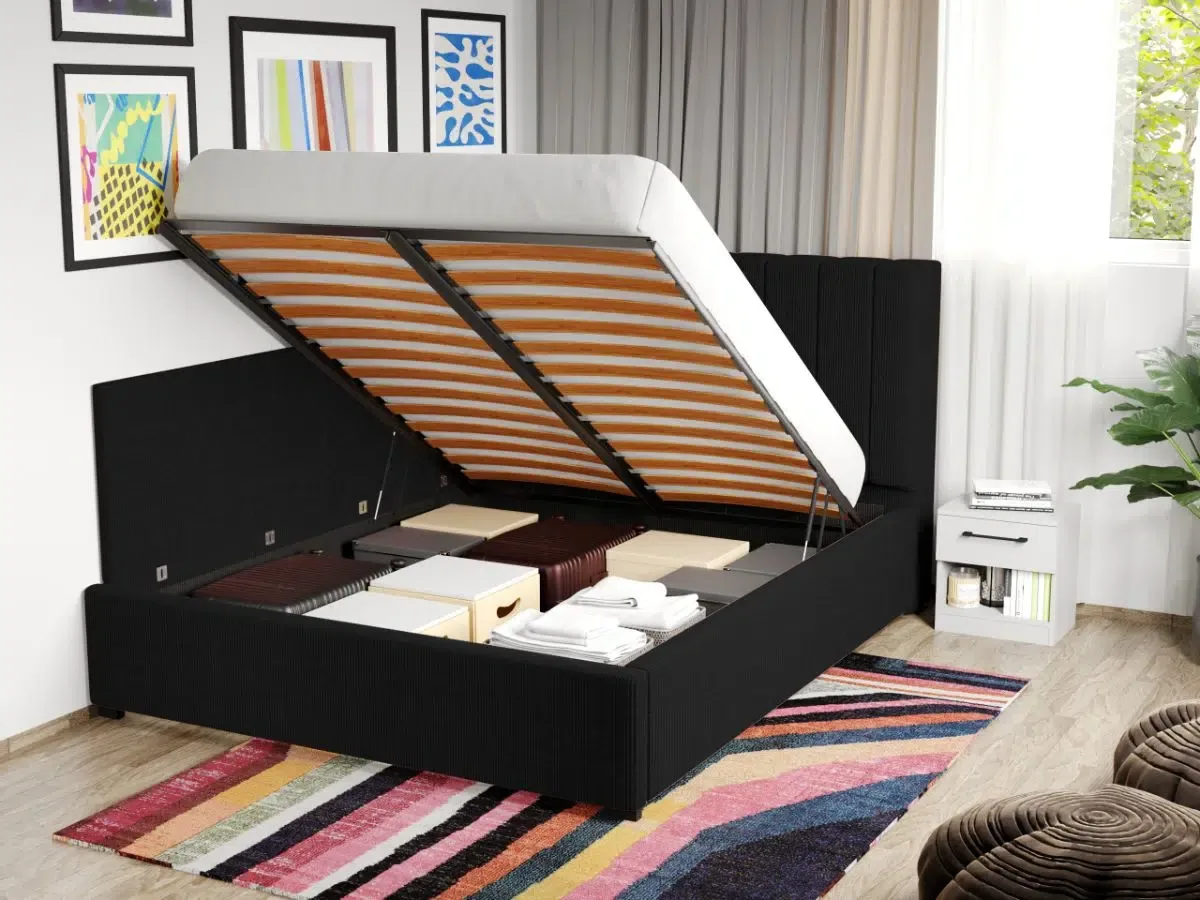 Mobila Laguna Adam Poso 135 De Colt Rabatabil Cu Lada Negru 160x190cm