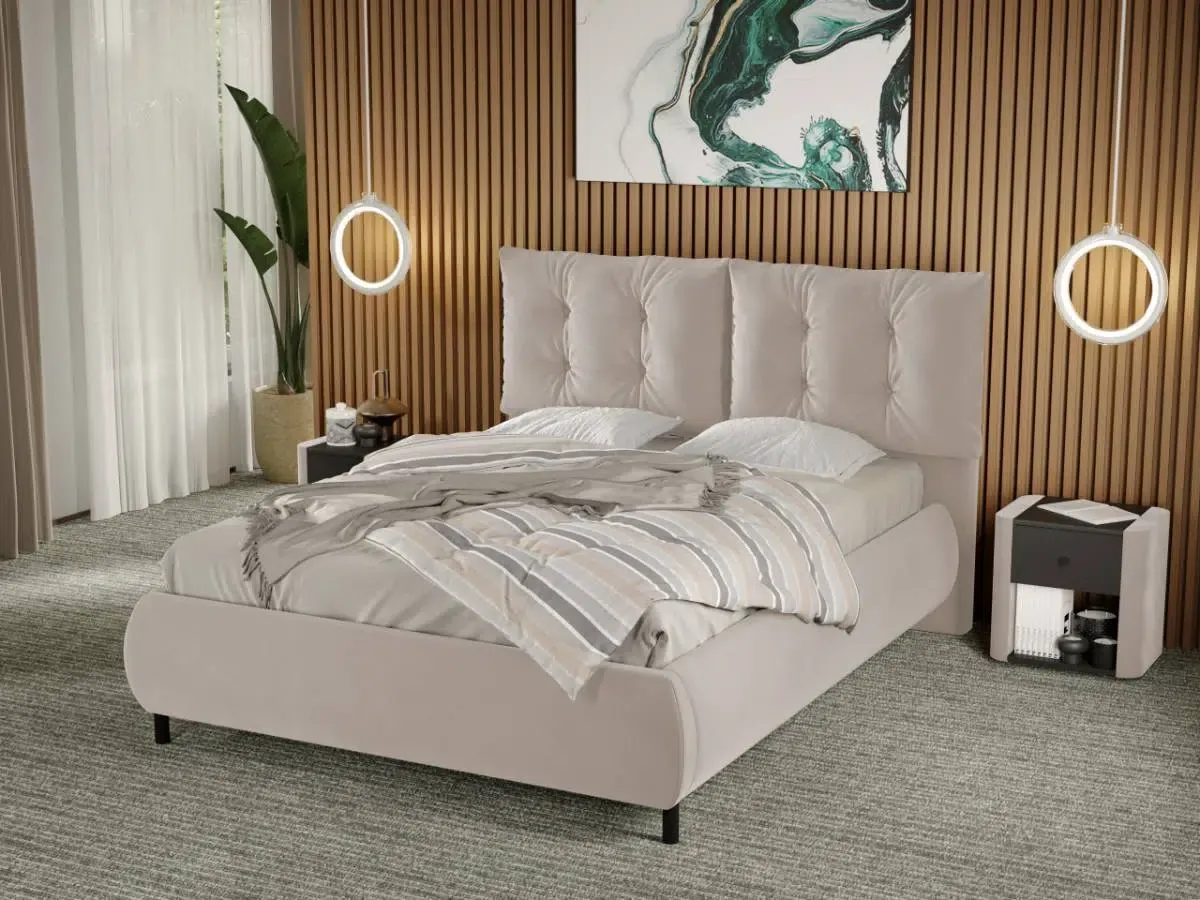 Mobila Laguna Anubis fix cu perne pe spatar 160x200 Crem Velluto 2