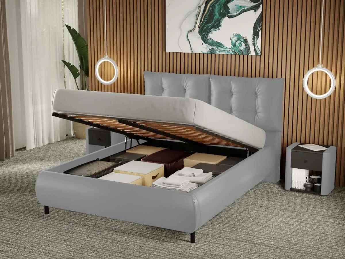 Mobila Laguna Anubis Nube 81 Rabatabil Cu Perne Pe Spatar Gri 140x200