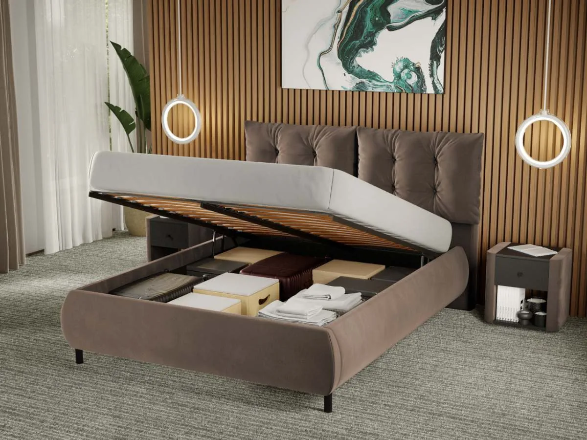 Mobila Laguna Anubis Rabatabil 160x200 Cappuccino Velluto 29