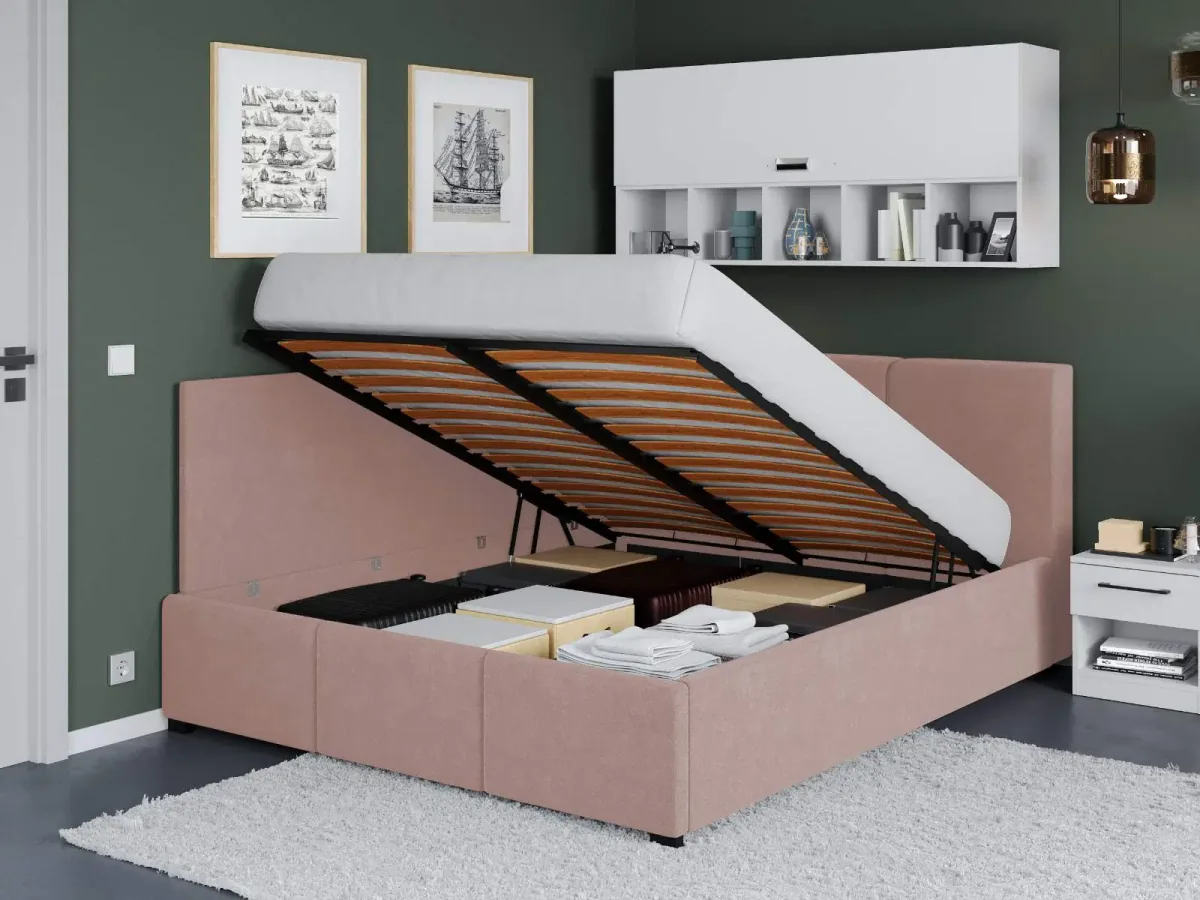 Mobila Laguna Avelis de Colt Swing 14 cu Somiera si Lada 160x200cm Roz