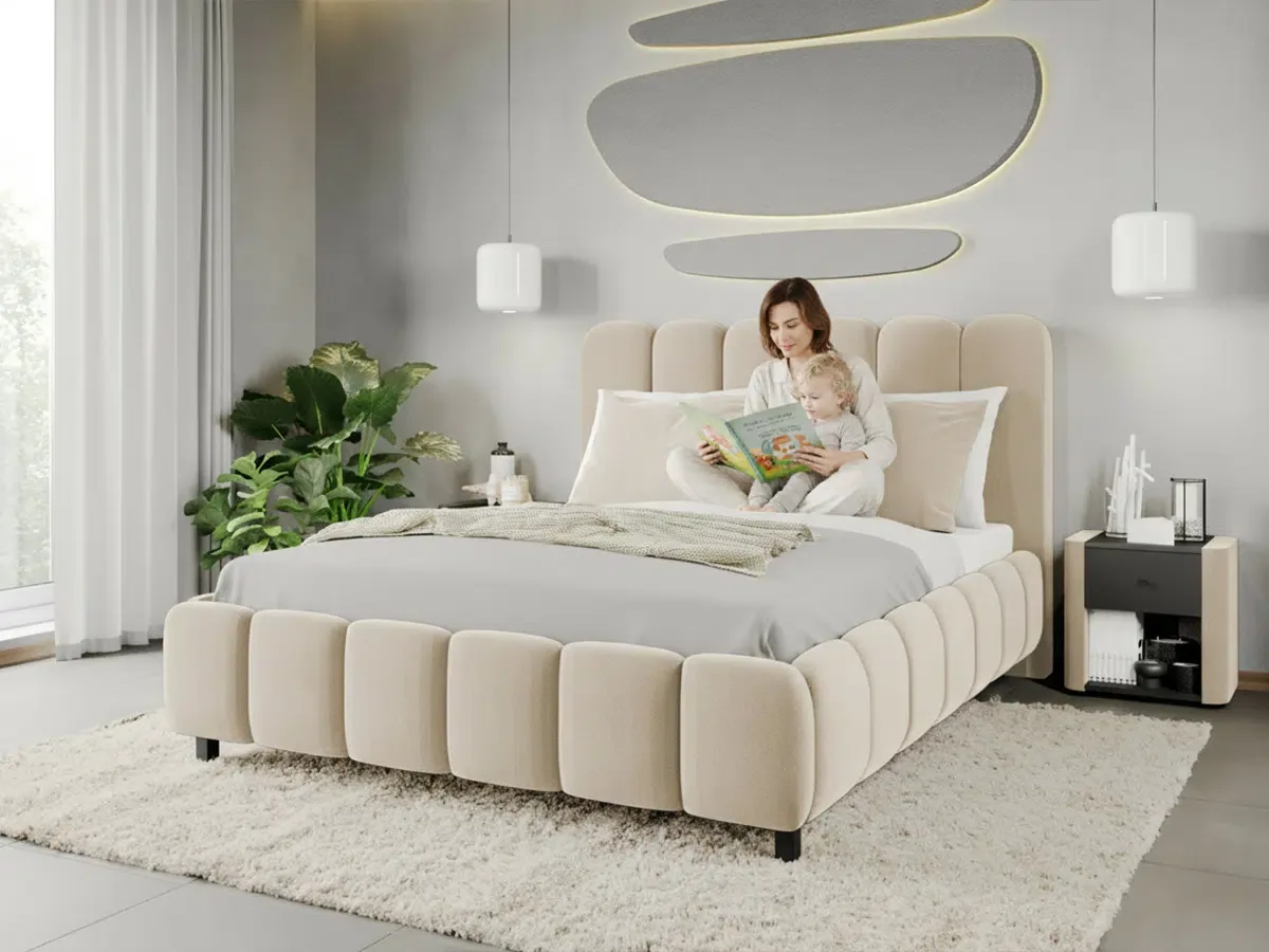 Mobila Laguna Bari 120x200 Somiera Fixa Velluto 2 Crem