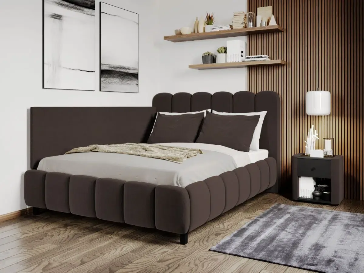 Mobila Laguna Bari de Colt cu Somiera Fixa Velluto 6 180x200 Maro