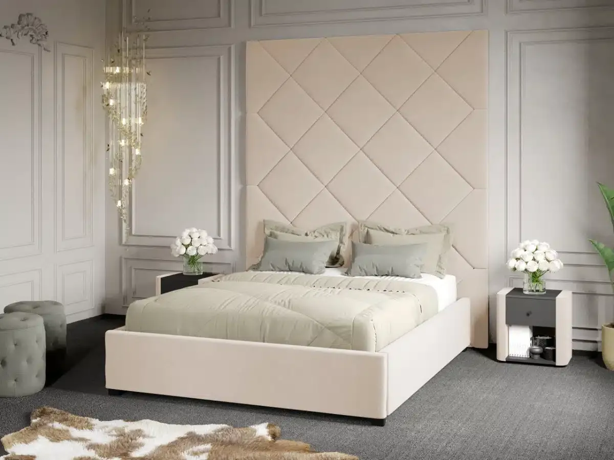 Mobila Laguna C1 Dubai 180x200 Somiera Fixa Crem Velluto 2