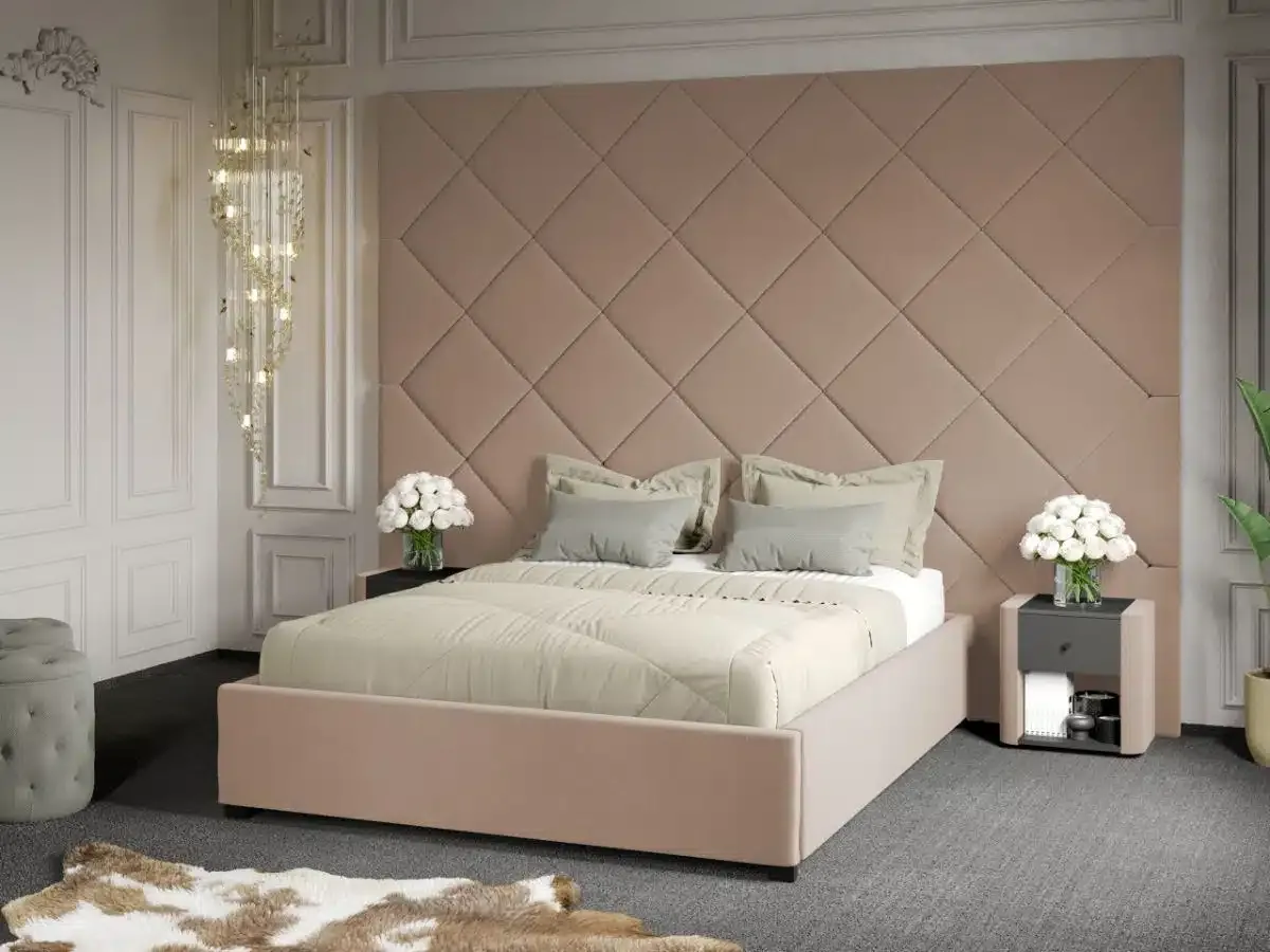 Mobila Laguna C3 Dubai 140x200 Bej Velluto 3 Somiera Fixa