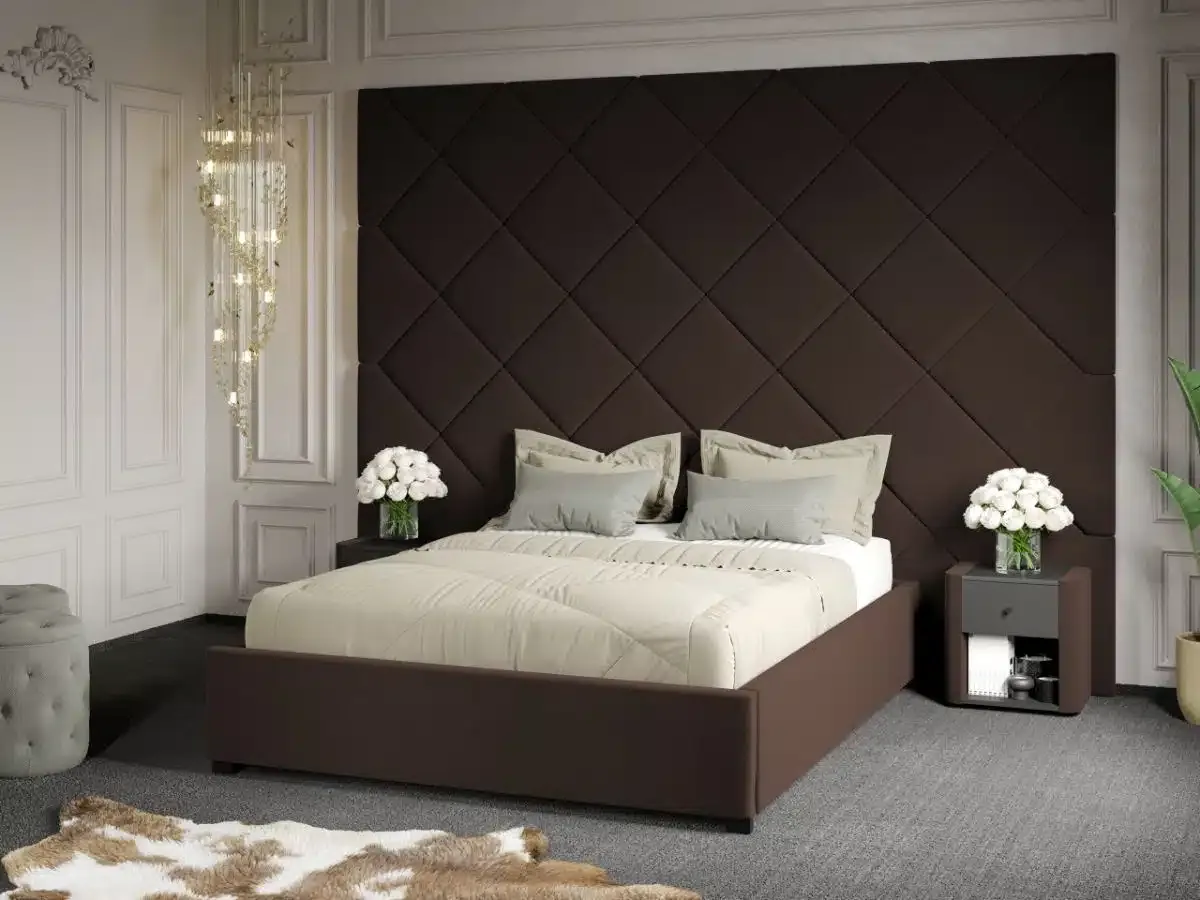 Mobila Laguna C3 Dubai cu Panou cu Somiera Fixa 180x200 Velluto 6 Maro