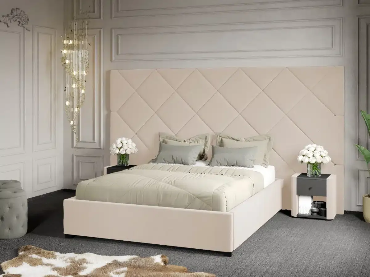 Mobila Laguna C4 Dubai 160x200 Crem Velluto 2 cu Somiera Fixa