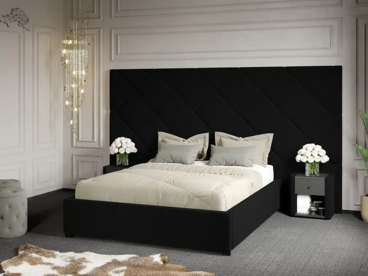 Mobila Laguna C4 Dubai Panou 140x200 Negru Velluto 20 Somiera Fixa