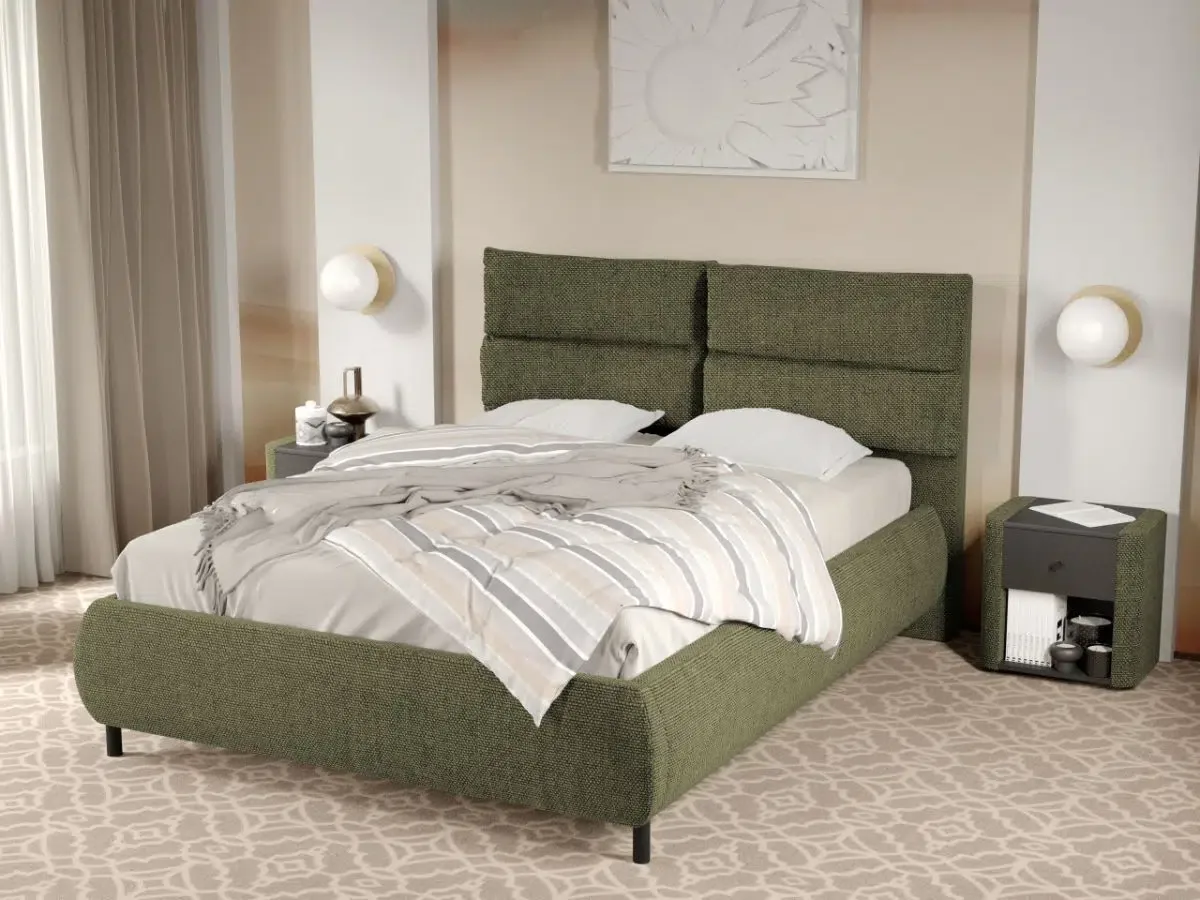 Mobila Laguna Cairo 140x200 Eden 12 Fix Cu Perne Pe Spatar Verde Inchis